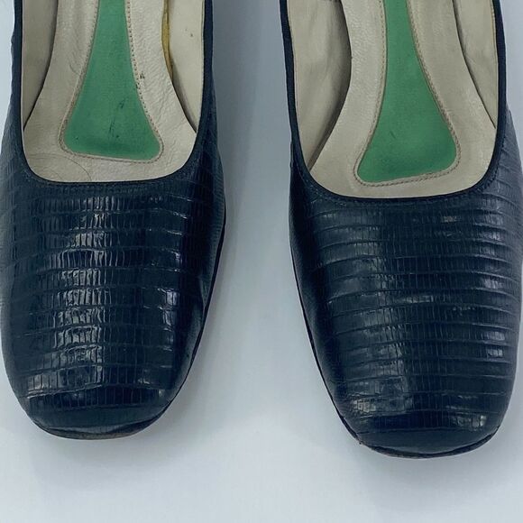 Juliano Women's Genuine Reptile Slip-On Styling Pump Heel Black Size 7.5 - Picture 2 of 8